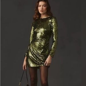 Anthropologie Drape Back Sequins Dress